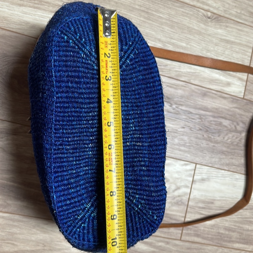Blue Boho Natural Hand Woven Sisal Tote Crossbody Bag - Picture 8 of 11